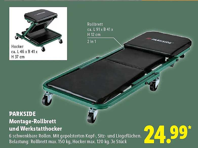 PARKSIDE Montage-Rollbrett und Werkstatthocker