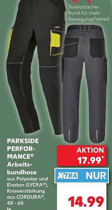 PARKSIDE PERFORMANCE® Arbeitshose aus Polyester und Elastan (LYCRA®), Knieverstärkung aus CORDURA®, 48 - 60