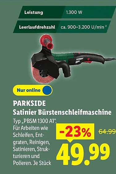 PARKSIDE Satinier Bürstenschleifmaschine Typ „PBSM 1300 A1“