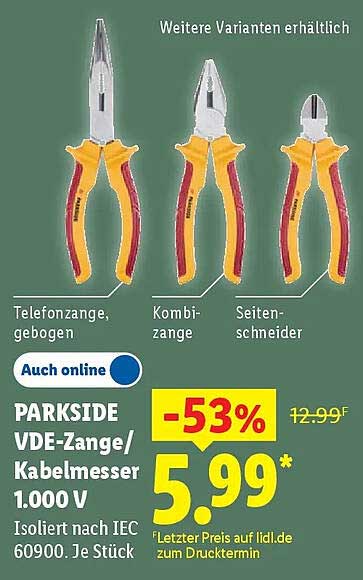 PARKSIDE VDE-Zange/Kabelmesser 1.000 V