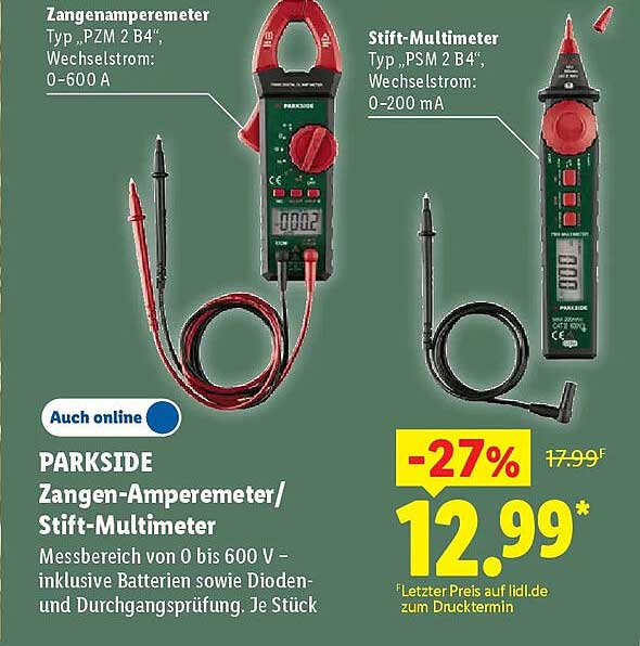 PARKSIDE Zangen-Amperemeter/Stift-Multimeter