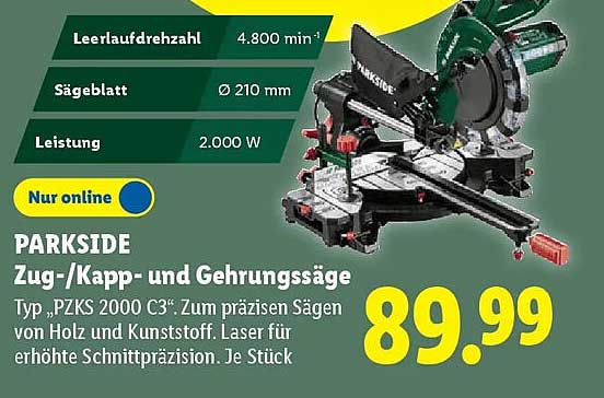 PARKSIDE Zug-/Kapp- und Gehrungssäge Typ „PKS 2000 C3“