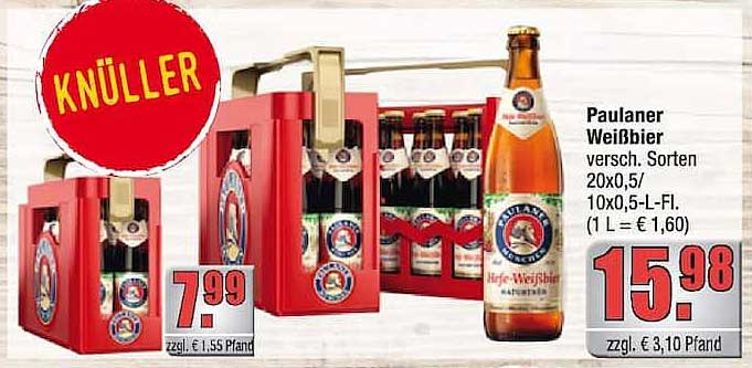 Paulaner Weißbier versch. Sorten 20x0,5l / 10x0,5-L-Fl.
