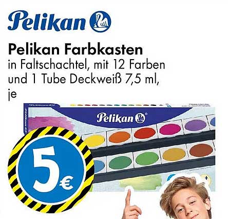 Pelikan Farbkasten in Faltschachtel, mit 12 Farben und 1 Tube Deckweiß 7,5 ml, je