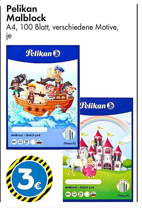 Pelikan Malblock A4, 100 Blatt, verschiedene Motive, je