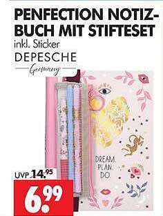 PENFECTION NOTIZ-BUCH MIT STIFTSET inkl. Sticker DEPESCHE