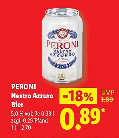 PERONI Nastro Azzuro Bier