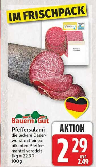 Pfeffersalami die leckere Dauerwurst mit einem pikanten Pfeffermantel veredelt 1kg = 22,90 100g