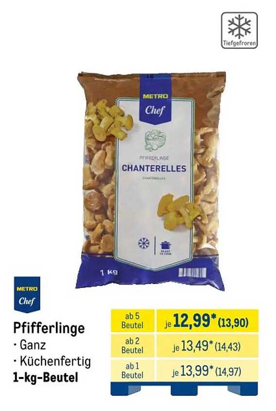Pfifferlinge · Ganz · Küchenfertig · 1-kg-Beutel
