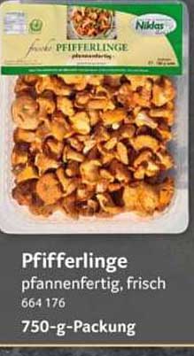 Pfifferlinge pfannenfertig, frisch 664 176 750-g-Packung