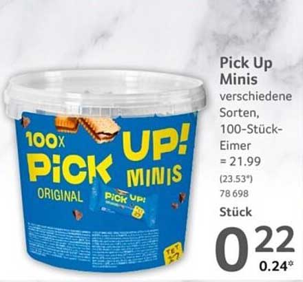 Pick Up Minis verschiedene Sorten, 100-Stück-Eimer = 21.99
