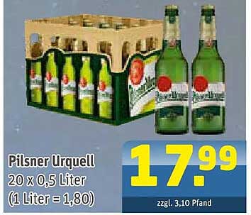 Pilsner Urquell 20 x 0,5 Liter (1 Liter = 1,80)