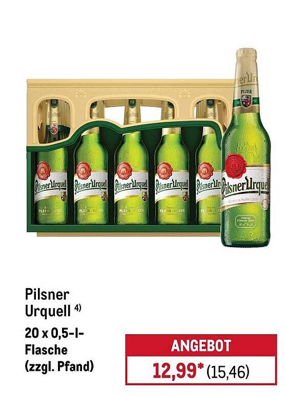Pilsner Urquell ⁴ 20 x 0,5-l-Flasche (zzgl. Pfand)