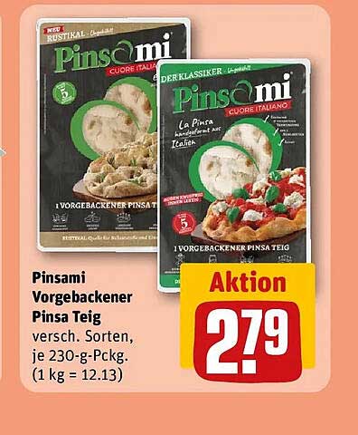 Pinsami Vorgebackener Pinsa Teig versch. Sorten, je 230-g-Pckg. (1 kg = 12.13)