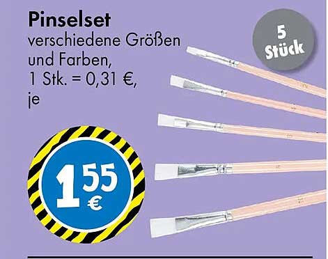 Pinselset verschiedene Größen und Farben, 1 Stk. = 0,31 €, je