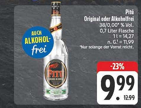 Piti Original oder Alkoholfrei 38/0,00 % Vol. 0,7 Liter Flasche