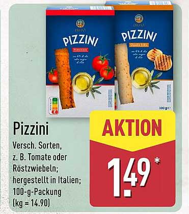 Pizzini Versch. Sorten, z. B. Tomate oder Röstzwiebeln; hergestellt in Italien; 100-g-Packung (kg = 14,90)
