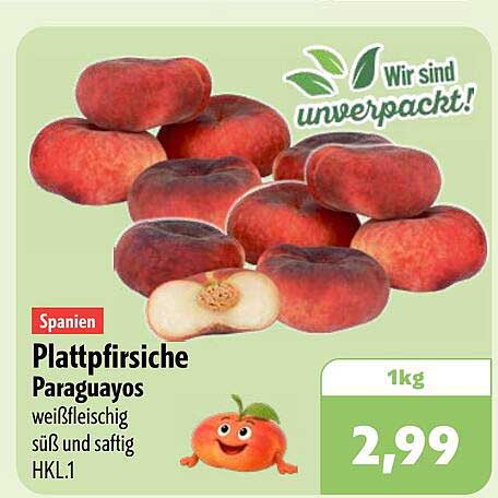 Plattpfirsiche Paraguayos weißfleischig süß und saftig HKL.1