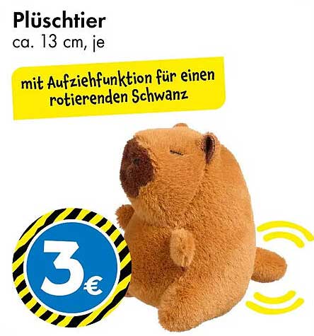 Plüschtier ca. 13 cm, je mit Aufziehfunktion für einen rotierenden Schwanz