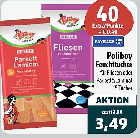 Poliboy Feuchttücher für Fliesen oder Parkett&Laminat 15 Tücher