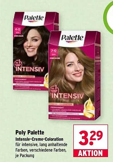 Poly Palette Intensiv-Creme-Coloration für intensive, lang anhaltende Farben, verschiedene Farben, je Packung
