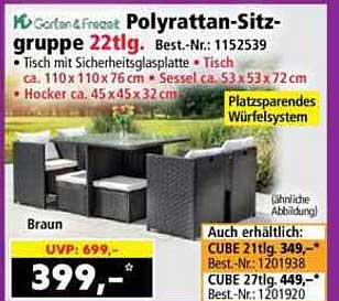 Polyrattan-Sitzgruppe 22tlg.