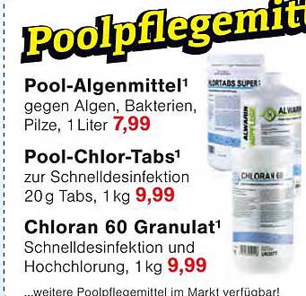 Pool-Algenmittel¹ gegen Algen, Bakterien, Pilze, 1 Liter