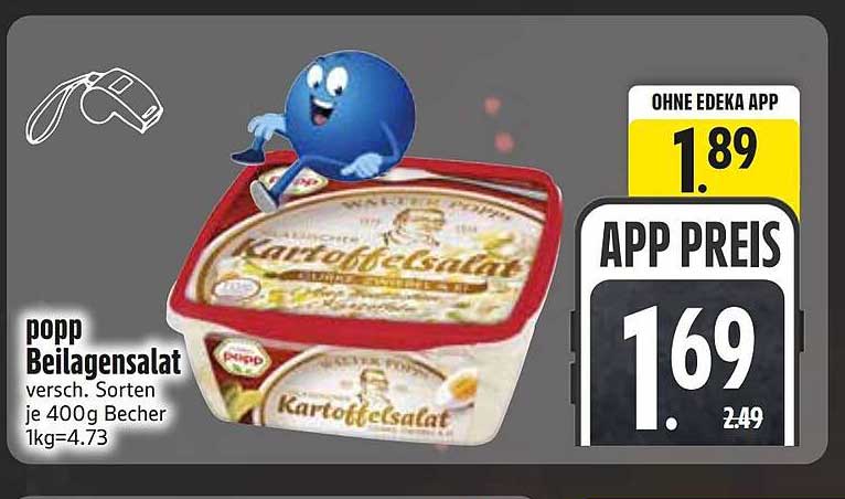 popp Beilagensalat versch. Sorten je 400g Becher 1kg=4.73