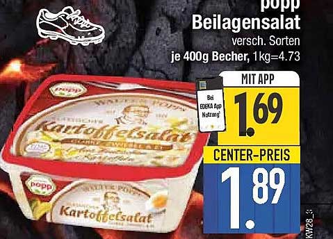 popp Beilagensalat versch. Sorten je 400g Becher, 1kg=4.73