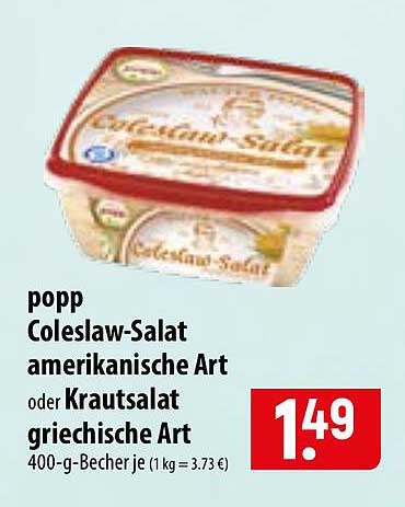 popp Coleslaw-Salat amerikanische Art oder Krautsalat griechische Art