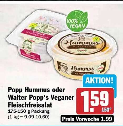 Popp Hummus oder Walter Popp's Veganer Fleischfreisalat
