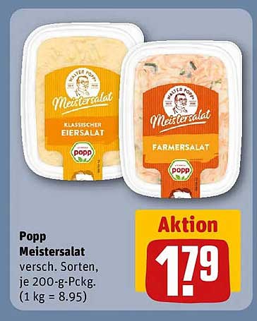 Popp Meistersalat versch. Sorten, je 200-g-Pckg. (1 kg = 8.95)