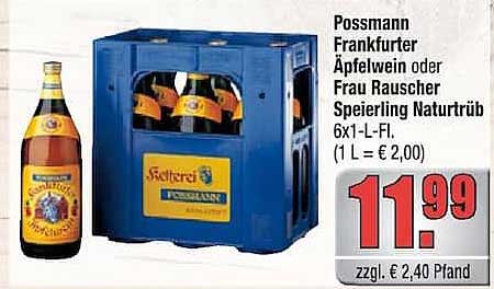Possmann Frankfurter Apfelwein oder Frau Rauscher Speierling Naturtrüb 6x1-L-Fl. (1 L = € 2,00)