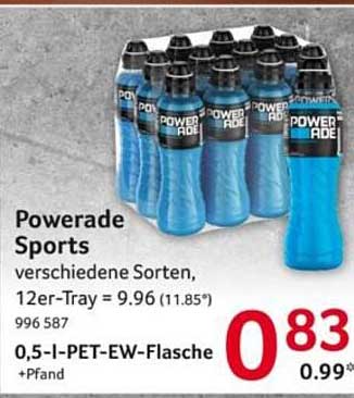 Powerade Sports verschiedene Sorten, 12er-Tray = 9.96 (11.85*) 996 587 0,5-l-PET-EW-Flasche +Pfand