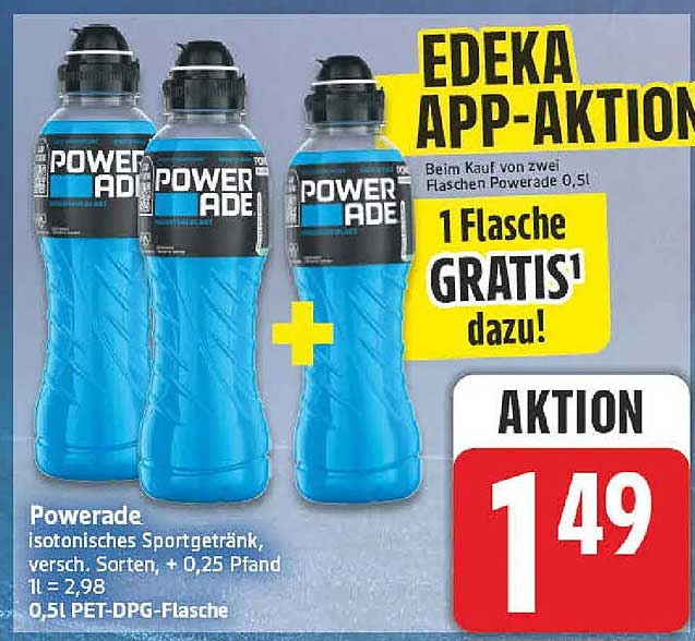 Powrade isot. Sportgetränk, versch. Sorten, + 0,25 Pfand 1 l = 2,98 0,5 l PET-DPG-Flasche