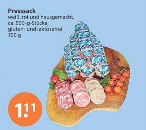 Presssack weiß, rot und hausgemacht, ca. 500-g-Stücke, gluten- und laktosefrei 100 g
