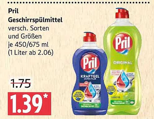 Pril Geschirrspülmittel versch. Sorten und Größen je 450/675 ml (1 Liter ab 2.06)