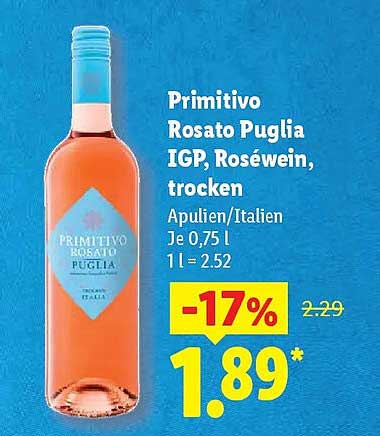 Primitivo Rosato Puglia IGP, Roséwein, trocken