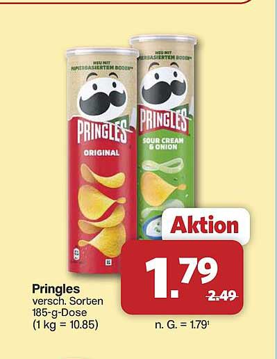 Pringles versch. Sorten 185-g-Dose (1 kg = 10.85)