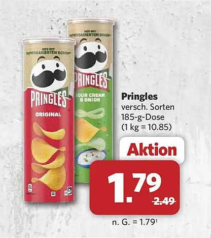 Pringles versch. Sorten 185-g-Dose (1 kg = 10.85)