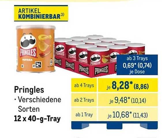 Pringles • Verschiedene Sorten 12 x 40-g-Tray