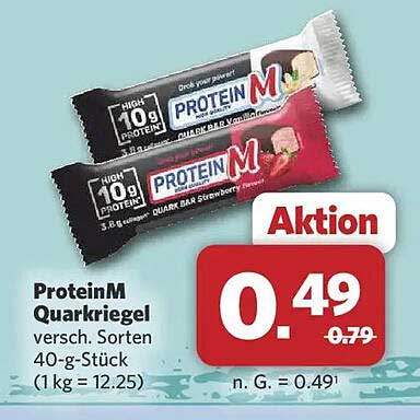 ProteinM Quarkriegel versch. Sorten 40-g-Stück (1 kg = 12.25)