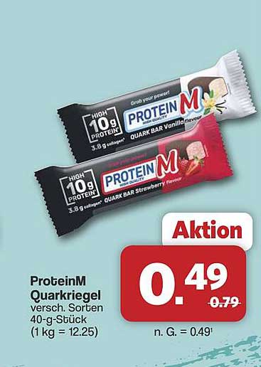 ProteinM Quarkriegel versch. Sorten 40-g-Stück (1 kg = 12.25)