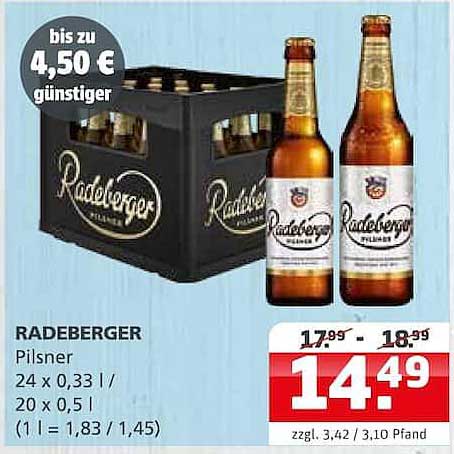 RADEBERGER Pilsner 24 x 0,33 l / 20 x 0,5 l (1 l = 1,83 / 1,45)