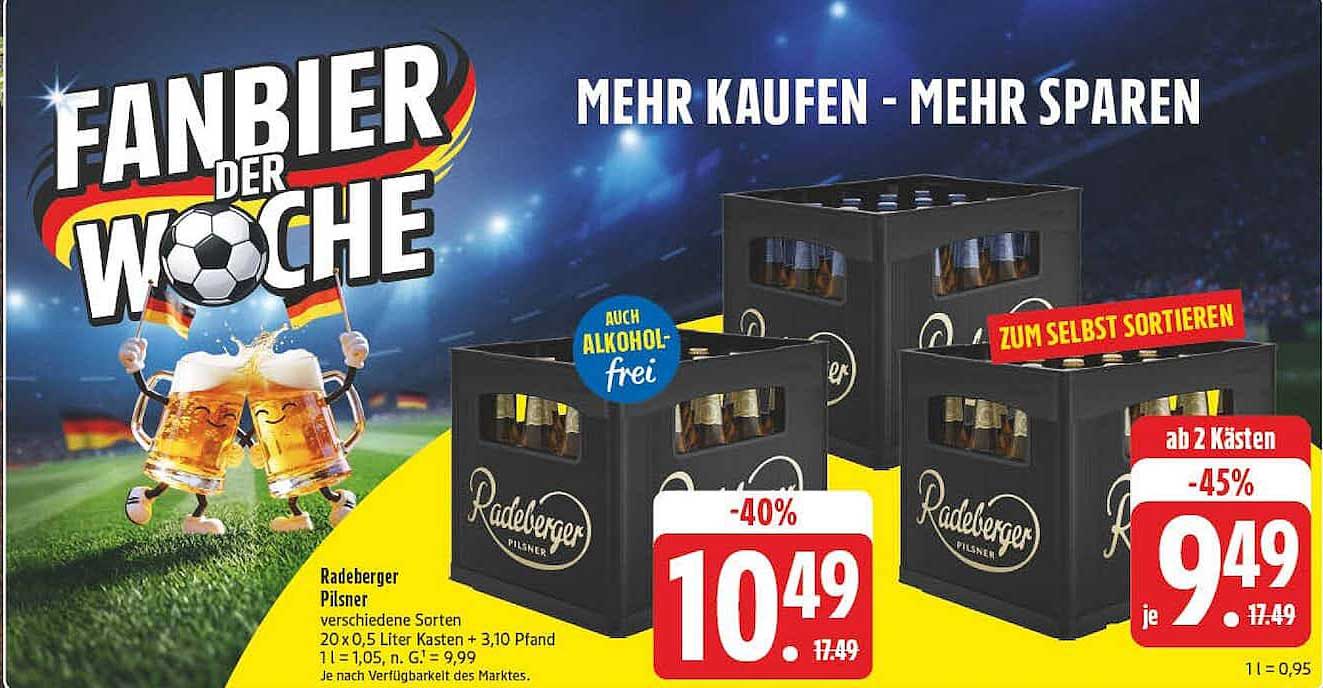 Radeberger Pilsner verschiedene Sorten 20 x 0,5 Liter Kasten + 3,10 Pfand