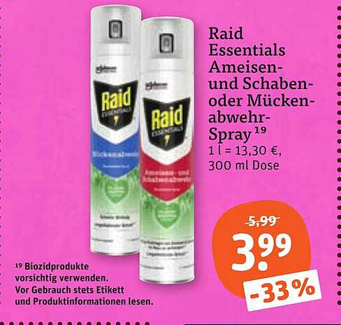 Raid Essentials Ameisen- und Schaben- oder Mückenabwehr-Spray