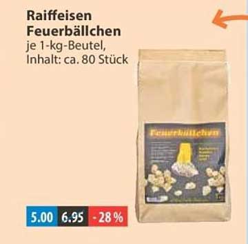 Raiffeisen Feuerbällchen je 1-kg-Beutel, Inhalt: ca. 80 Stück