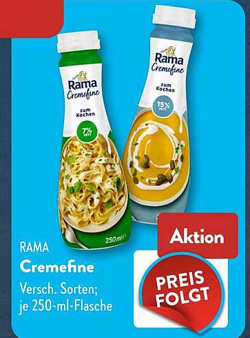 RAMA Cremefine Versch. Sorten; je 250-ml-Flasche