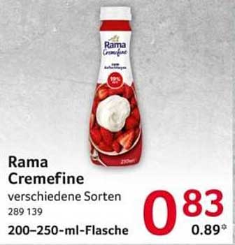 Rama Cremefine verschiedene Sorten 200–250-ml-Flasche
