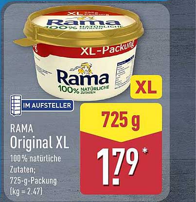 RAMA Original XL 100% natürliche Zutaten; 725-g-Packung (kg = 2.47)
